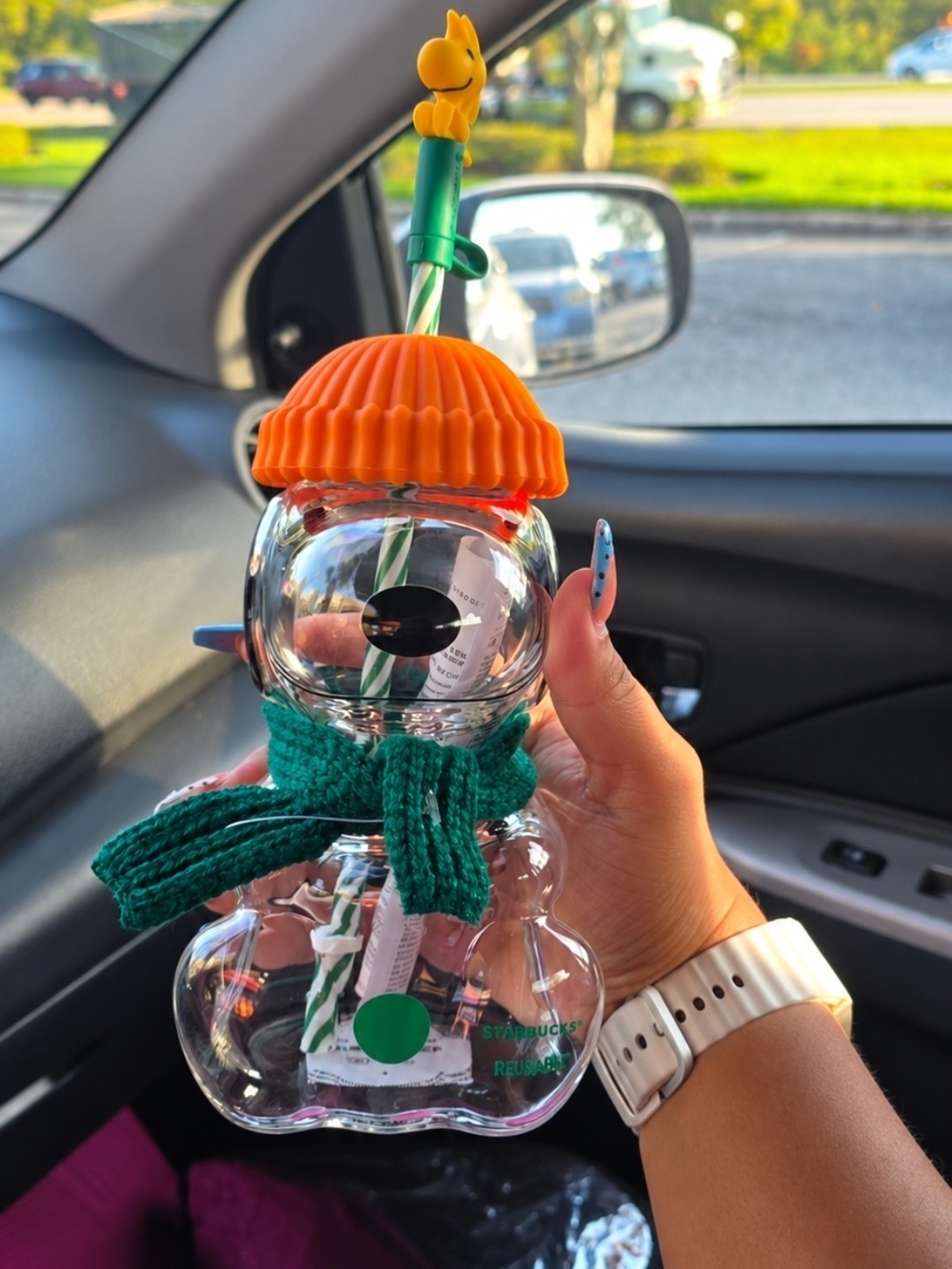 Starbucks X Peanuts Snoopy Drink Cup with Green Scarf
